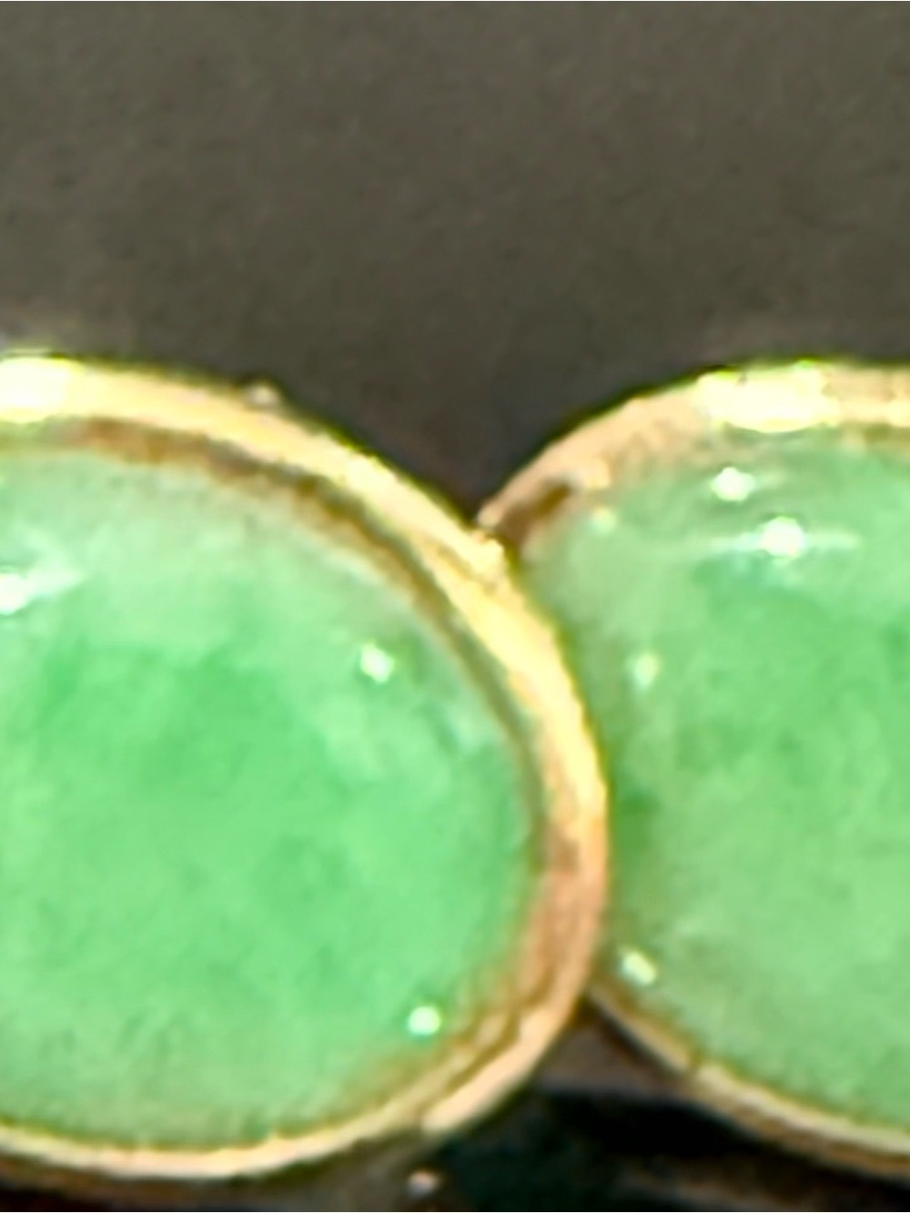14k Gold Natural Jadeite Stud Earrings